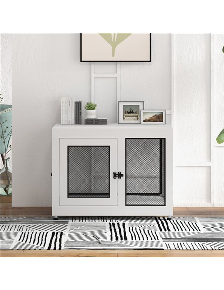 PawHut 2-in-1 Dog Cage & Side Table, with Two Doors, Cushion, for Large Dogs - pic 141751 | FastDaddyshop