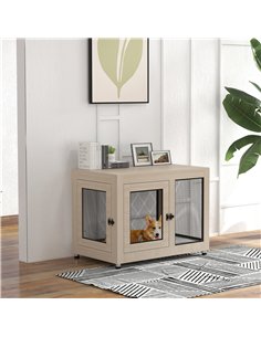 PawHut 2-in-1 Dog Cage & Side Table, with Two Doors, Cushion, for Large Dogs 2