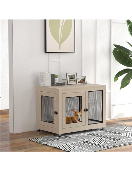 PawHut 2-in-1 Dog Cage & Side Table, with Two Doors, Cushion, for Large Dogs - pic 141753 | FastDaddyshop