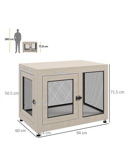 PawHut 2-in-1 Dog Cage & Side Table, with Two Doors, Cushion, for Large Dogs - pic 141754 | FastDaddyshop