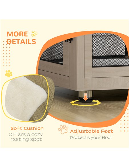 PawHut 2-in-1 Dog Cage & Side Table, with Two Doors, Cushion, for Large Dogs - pic 141758 | FastDaddyshop