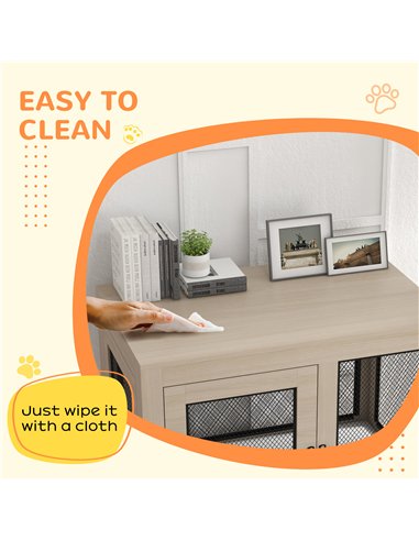 PawHut 2-in-1 Dog Cage & Side Table, with Two Doors, Cushion, for Large Dogs