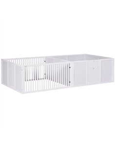 PawHut 7 Panels Playpen with 3 Doors for Baby Dogs, Two-Room Design Puppy Whelping Box - White