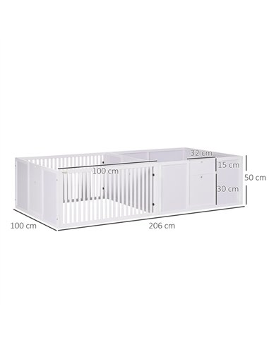 PawHut 7 Panels Playpen with 3 Doors for Baby Dogs, Two-Room Design Puppy Whelping Box - White
