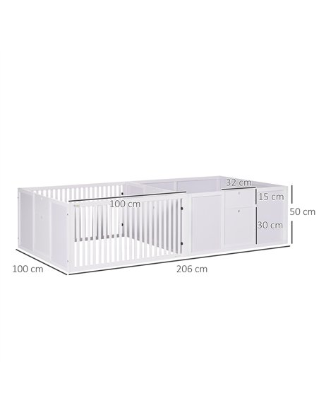 PawHut 7 Panels Playpen with 3 Doors for Baby Dogs, Two-Room Design Puppy Whelping Box - White - pic 141763 | FastDaddyshop