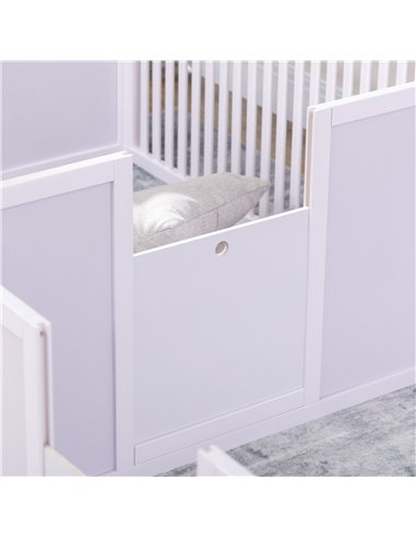 PawHut 7 Panels Playpen with 3 Doors for Baby Dogs, Two-Room Design Puppy Whelping Box - White