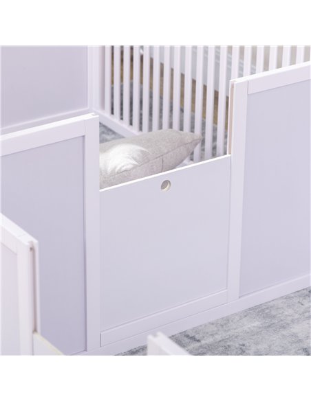 PawHut 7 Panels Playpen with 3 Doors for Baby Dogs, Two-Room Design Puppy Whelping Box - White - pic 141768 | FastDaddyshop