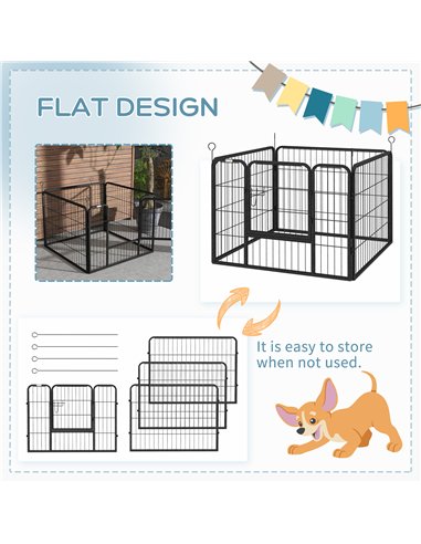 PawHut Heavy Duty Dog Playpen, 4 Panel Puppy Pen, Foldable Dog Kennel Both Indoor Outdoor Use Collapsible Design 82L x 82W x 60H