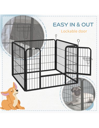 PawHut Heavy Duty Dog Playpen, 4 Panel Puppy Pen, Foldable Dog Kennel Both Indoor Outdoor Use Collapsible Design 82L x 82W x 60H