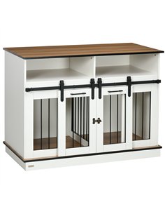 PawHut Dog Crate Furniture for Small and Large Dogs, with Movable Divider - White