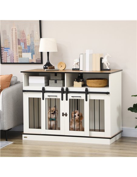 PawHut Dog Crate Furniture for Small and Large Dogs, with Movable Divider - White - pic 141780 | FastDaddyshop