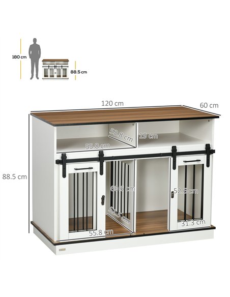 PawHut Dog Crate Furniture for Small and Large Dogs, with Movable Divider - White - pic 141781 | FastDaddyshop