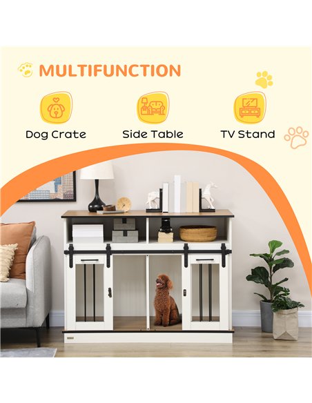 PawHut Dog Crate Furniture for Small and Large Dogs, with Movable Divider - White - pic 141782 | FastDaddyshop