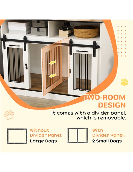 PawHut Dog Crate Furniture for Small and Large Dogs, with Movable Divider - White - pic 141783 | FastDaddyshop