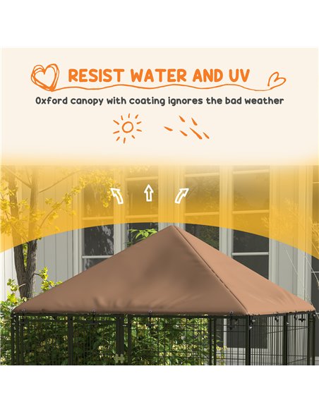 PawHut Outdoor Dog Kennel Puppy Play Pen with Canopy Garden Playpen Fence Crate Enclosure Cage Rotating Bowl 141 x 141 x 151 cm - pic 141792 | FastDaddyshop