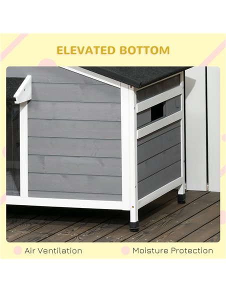 PawHut Wooden Dog Kennel for Outside, for Medium Dogs, 72H x 109L x 79Wcm, Grey - pic 141804 | FastDaddyshop