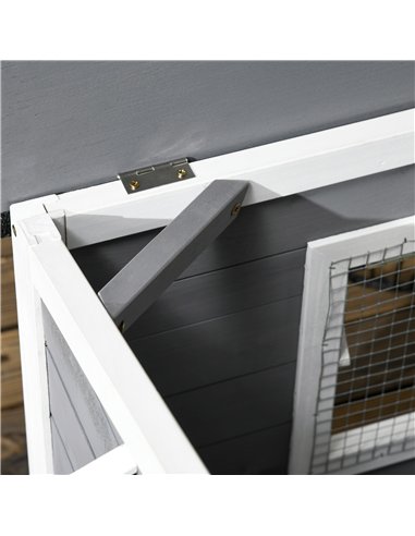 PawHut Wooden Dog Kennel for Outside, for Medium Dogs, 72H x 109L x 79Wcm, Grey