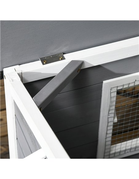 PawHut Wooden Dog Kennel for Outside, for Medium Dogs, 72H x 109L x 79Wcm, Grey - pic 141805 | FastDaddyshop