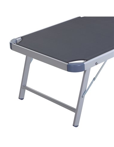 Outsunny Garden Sun Lounger Texteline Chaise Lounge Reclining Chair with Canopy Adjustable Backrest Bed Aluminium Frame - Grey
