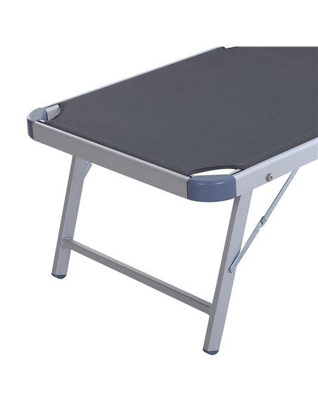 Outsunny Garden Sun Lounger Texteline Chaise Lounge Reclining Chair with Canopy Adjustable Backrest Bed Aluminium Frame - Grey - pic 14181 | FastDaddyshop