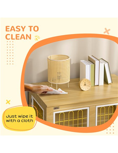 PawHut Dog Crate Furniture, Dog Cage End Table. with Soft Cushion, Double Door - Oak Tone - pic 141812 | FastDaddyshop
