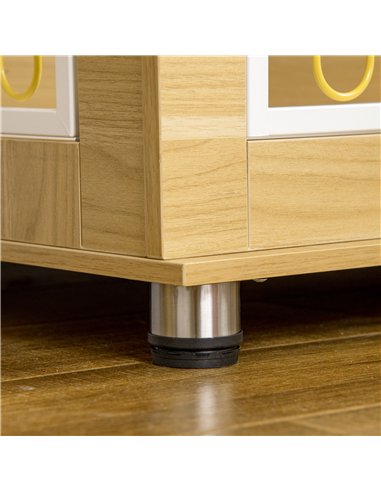 PawHut Dog Crate Furniture, Dog Cage End Table. with Soft Cushion, Double Door - Oak Tone