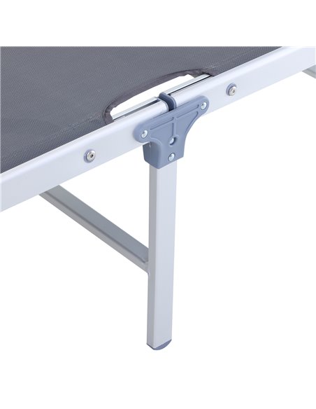 Outsunny Garden Sun Lounger Texteline Chaise Lounge Reclining Chair with Canopy Adjustable Backrest Bed Aluminium Frame - Grey - pic 14182 | FastDaddyshop