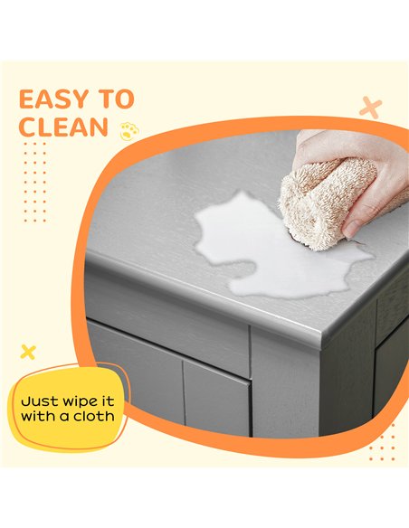 PawHut Dog Crate, End Table, with Three Doors, Locks, Latches for Large Dogs, Indoor Use - Grey - pic 141821 | FastDaddyshop