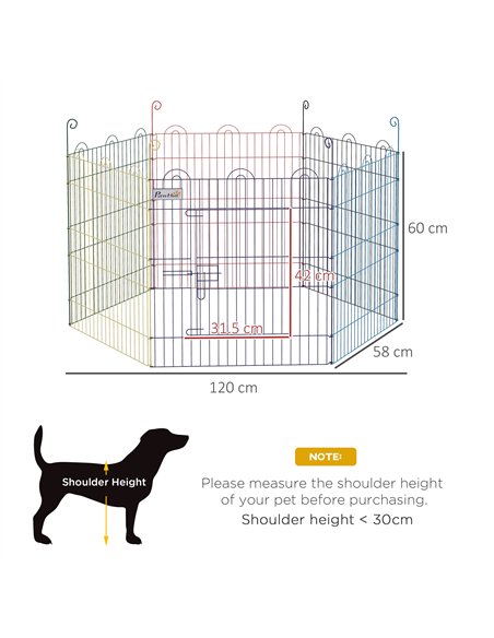 PawHut Pet Playpen Crate, with Six Panels, Door, for Indoors and Outdoors - pic 141835 | FastDaddyshop
