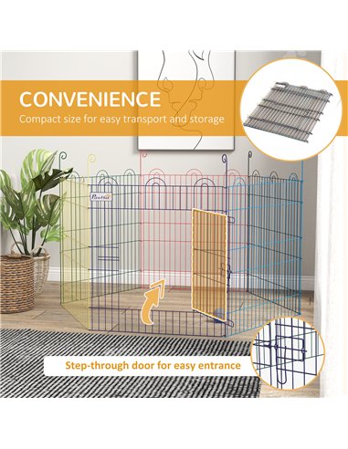 PawHut Pet Playpen Crate, with Six Panels, Door, for Indoors and Outdoors