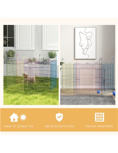 PawHut Pet Playpen Crate, with Six Panels, Door, for Indoors and Outdoors