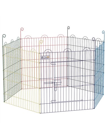 PawHut Pet Playpen Crate, with Six Panels, Door, for Indoors and Outdoors