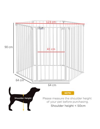 PawHut 6 Panels Foldable Dog Playpen, Puppy Pen Crate with Door - White