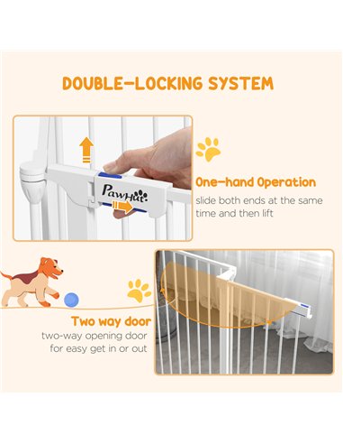 PawHut 6 Panels Foldable Dog Playpen, Puppy Pen Crate with Door - White