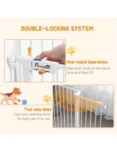 PawHut 6 Panels Foldable Dog Playpen, Puppy Pen Crate with Door - White - pic 141847 | FastDaddyshop
