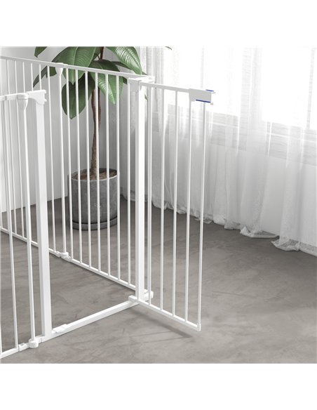 PawHut 6 Panels Foldable Dog Playpen, Puppy Pen Crate with Door - White - pic 141850 | FastDaddyshop