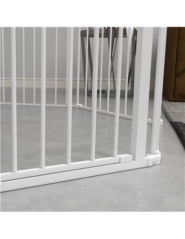 PawHut 2 in 1 8 Panels Dog Pen, Safety Gate, with Lockable Door, for Medium Dogs - White