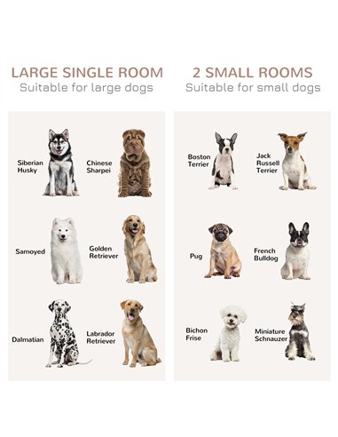 PawHut Dog Crate Furniture for Large Dogs, Double Dog Cage for Small Dogs, with Sliding Doors - Oak Tone