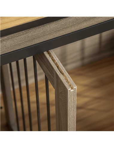 PawHut Dog Crate Furniture for Large Dogs, Double Dog Cage for Small Dogs, with Sliding Doors - Oak Tone