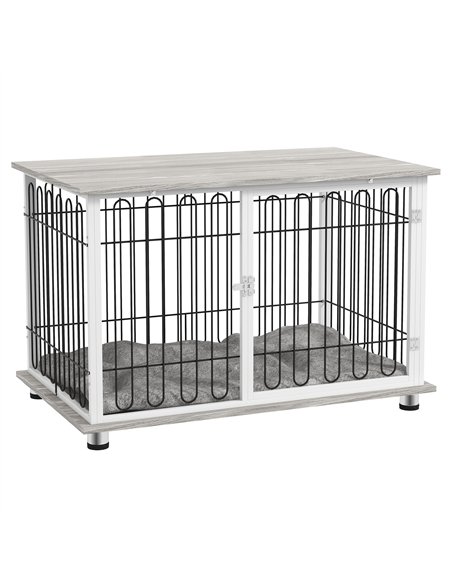 PawHut Indoor Dog Crate Furniture, Side End Table, with Soft Washable Cushion, Lockable Doors, for Large Dogs - pic 141869 | FastDaddyshop