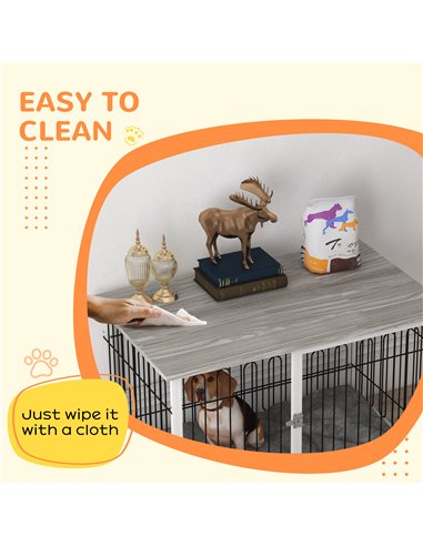 PawHut Indoor Dog Crate Furniture, Side End Table, with Soft Washable Cushion, Lockable Doors, for Large Dogs