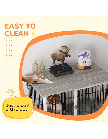 PawHut Indoor Dog Crate Furniture, Side End Table, with Soft Washable Cushion, Lockable Doors, for Large Dogs - pic 141875 | FastDaddyshop