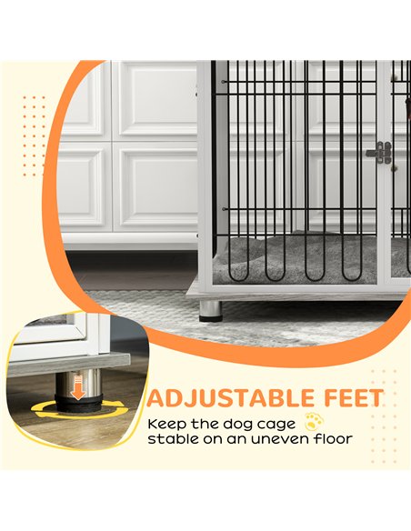 PawHut Indoor Dog Crate Furniture, Side End Table, with Soft Washable Cushion, Lockable Doors, for Large Dogs - pic 141876 | FastDaddyshop