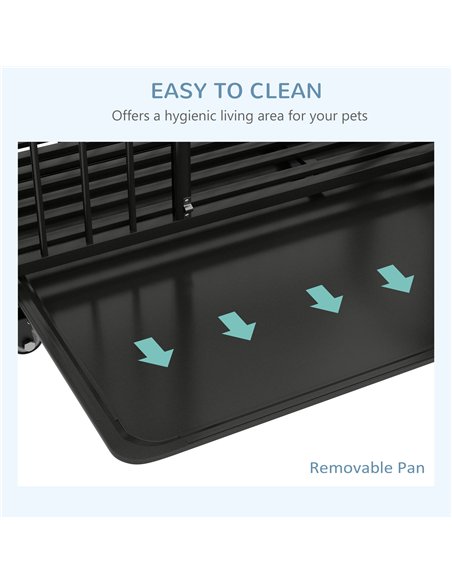 PawHut 43" Heavy Duty Dog Crate, Foldable Dog Cage, with Openable Top, Locks, Removable Tray, Wheels - Black - pic 141884 | FastDaddyshop