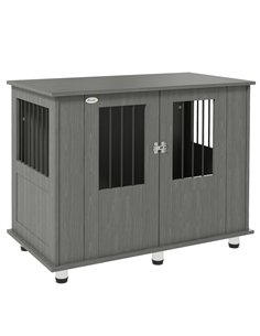 PawHut Dog Crate Table for Medium and Large Dogs with Magnetic Door for Indoor Use, 95 x 55 x 75 cm, Grey