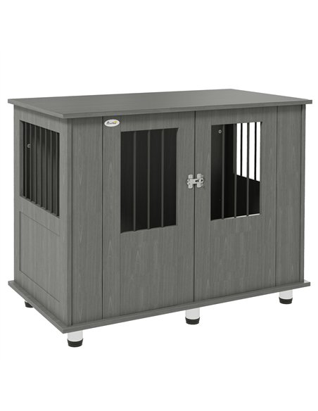 PawHut Dog Crate Table for Medium and Large Dogs with Magnetic Door for Indoor Use, 95 x 55 x 75 cm, Grey - pic 141896 | FastDaddyshop