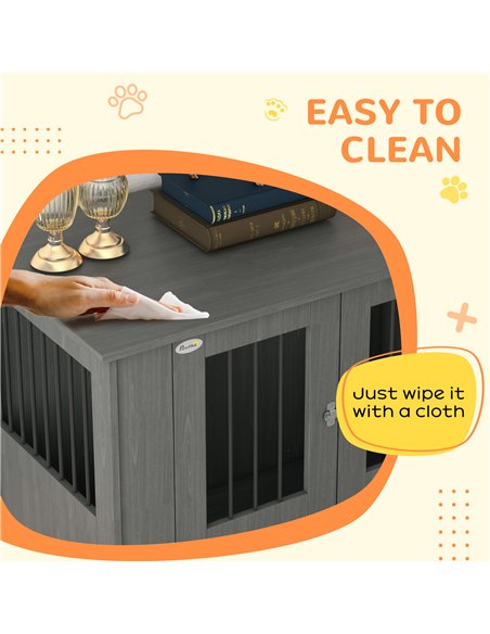 PawHut Dog Crate Table for Medium and Large Dogs with Magnetic Door for Indoor Use, 95 x 55 x 75 cm, Grey - pic 141903 | FastDaddyshop