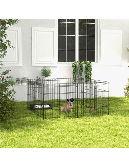 PawHut Dog Playpen, Puppy Pen, Eight-Panel Metal Fence, for Small Dogs, Indoors, Outdoors - Black - pic 141915 | FastDaddyshop