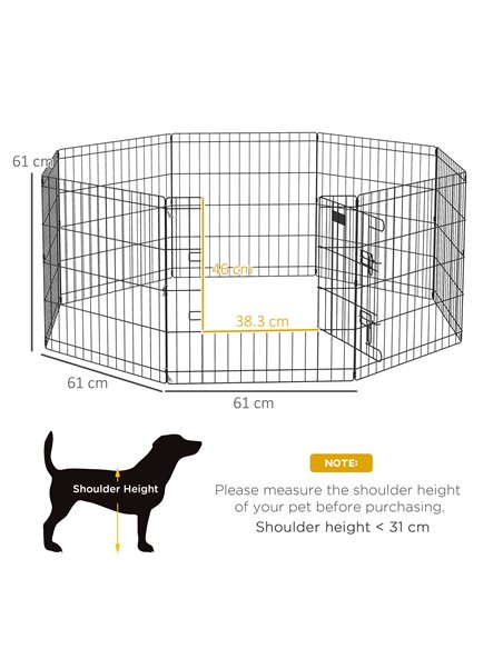 PawHut Dog Playpen, Puppy Pen, Eight-Panel Metal Fence, for Small Dogs, Indoors, Outdoors - Black - pic 141916 | FastDaddyshop