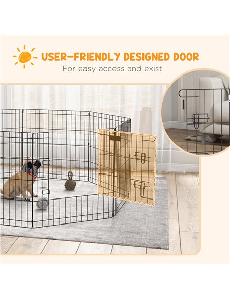 PawHut Dog Playpen, Puppy Pen, Eight-Panel Metal Fence, for Small Dogs, Indoors, Outdoors - Black - pic 141920 | FastDaddyshop